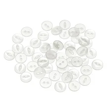 50pcs White Round Sewing Buttons 10mm Resin 2-Hole Fish Eye Craft Button