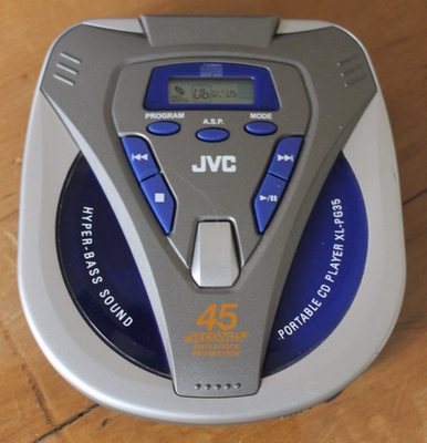 JVC XL-PG35 Portable CD Player - Silver Blue & Anti-Shock Hyper