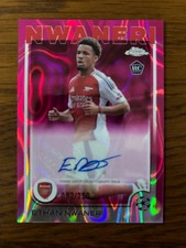 2023-24 Topps Chrome UEFA Ethan Nwaneri RC Rookie Pink Wave Auto /250