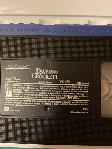 Davy Crockett - King of the Wild Frontier VHS Walt Disney Fess Parker Tested - Picture 4 of 5