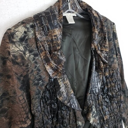 Alberto Makali Jacket Blazer Snakeskin Python Textured Ruffle size M Art-to-Wear - Picture 5 of 14