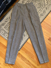 VTG Liz Claiborne Gray Wool Pants Sz Small Pleated Cuffed Lined Career Trousers