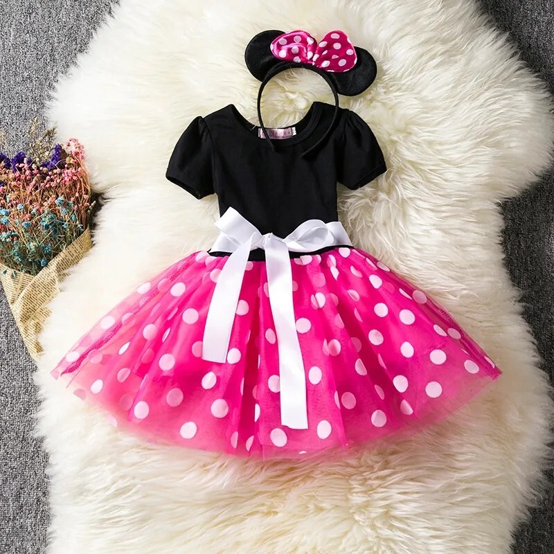 Mickey Mouse Vestido Tema Minnie Rosa 5T Girls Minnie Mouse Pink
