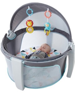 New Fisher-Price On-The-Go Baby Dome, Windmill -Grey/Blue/Yellow/White, Portable