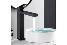 Solid Brass Square Matte Black Tall Basin Mixer Tap
