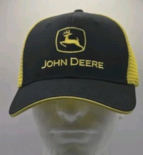 John Deere Licensed Black and Yellow Soft Mesh Cap / Hat Tractor Farm NWOT