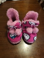 NEW Rare 2012 VTG Kids Hello Kitty Pink Plush Slippers Original Sanrio Sz 11/12