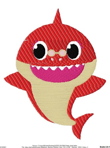 15 SHARK EMBROIDERY MACHINE DESIGNS PES JEF HUS EXP DST VIP USB - Picture 6 of 11