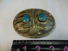 85.6gr Old Pawn Native Navajo Sterling Silver Turquoise Belt Buckle UNMARKED