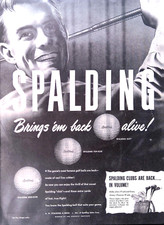 Golf Equipment 1946 Print Ad Spalding Game's Famous Golf Balls are Back 10x14