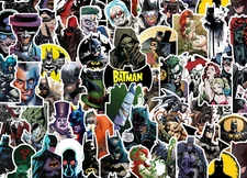 25/50 Batman Sticker Pack - Waterproof Vinyl - Joker Harley Quinn Riddler