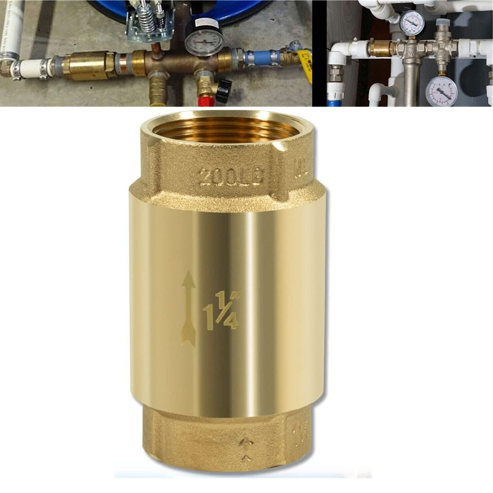 In-Line Check Valve 1 1/4" Brass Female Pipe Thread fits for Most Pumps