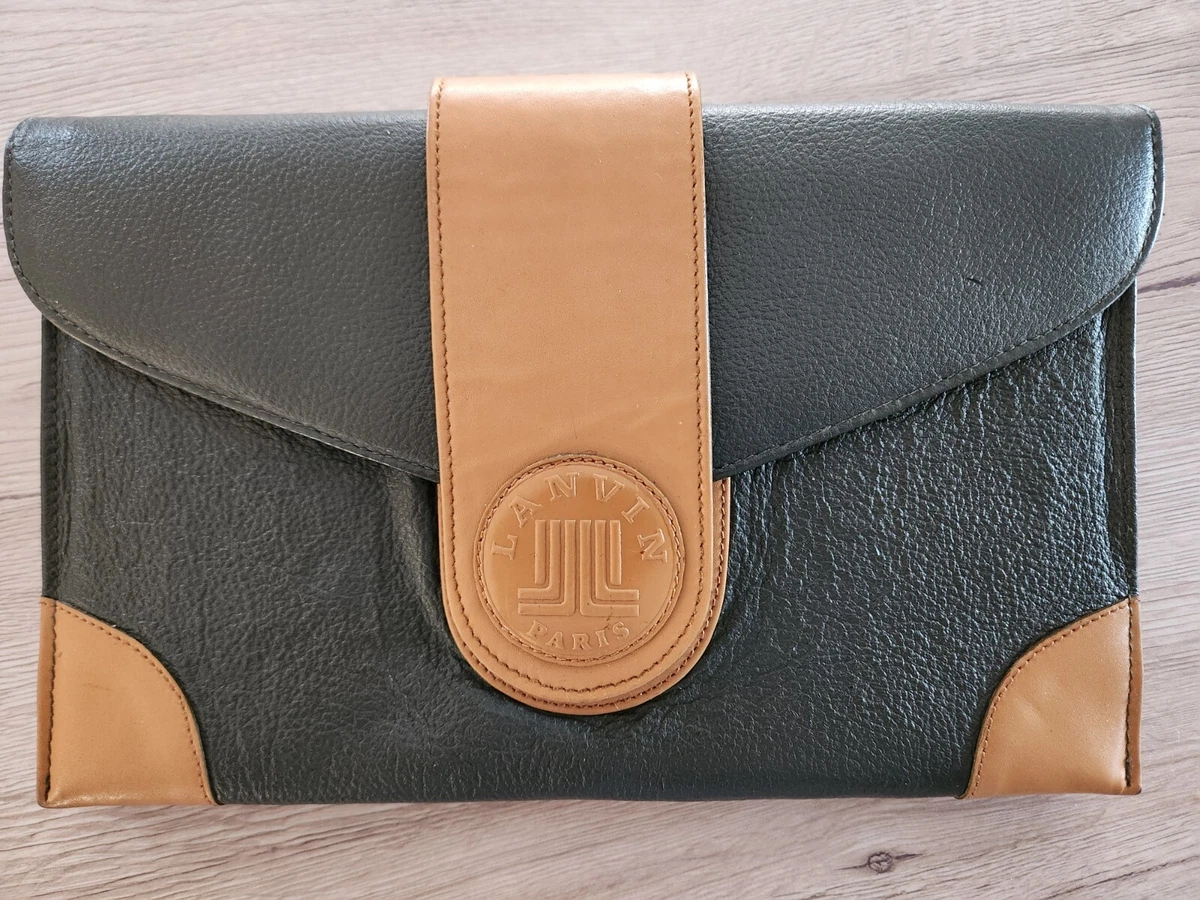 Sac à Main Vintage Lanvin Années 1970 En Cuir Bleu Marine - Fait Main En France