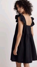 NWT Madewell Flutter-Sleeve Square Neck Mini Dress Small Women’s Black