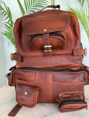 Sac Cuir à Dos Vintage Messager Ordinateur Portable Marron