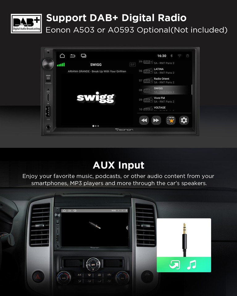 OBD+7" Multimedia Car Android 13 GPS Bluetooth Stereo Radio WIFI FM