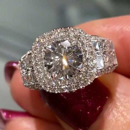 Women 925 Silver Filled Ring Cubic Zircon Wedding Engagement Jewelry Sz 6-10 - Picture 23 of 26