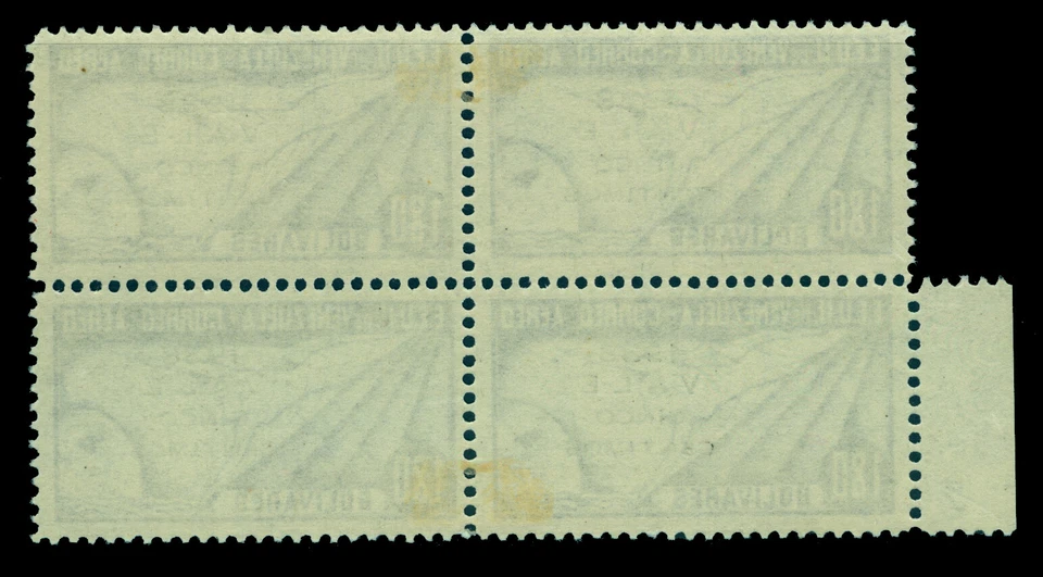 VENEZUELA 1938 AIRMAIL 5c/1,80b ultra Sc# C114 perfeito estado LH preto 4 com IMPRESSÃO VAR. - Imagem 2 de 2