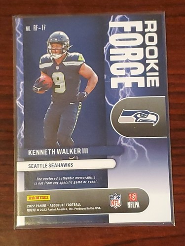 2022 Panini Absolute - Rookie Force #RF-17 Kenneth Walker III (MEM, RC) - Picture 3 of 3