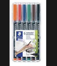 Staedtler Lumocolor Universal Pen, Fine, Felt Tip, Permanent Marker, Box of 6