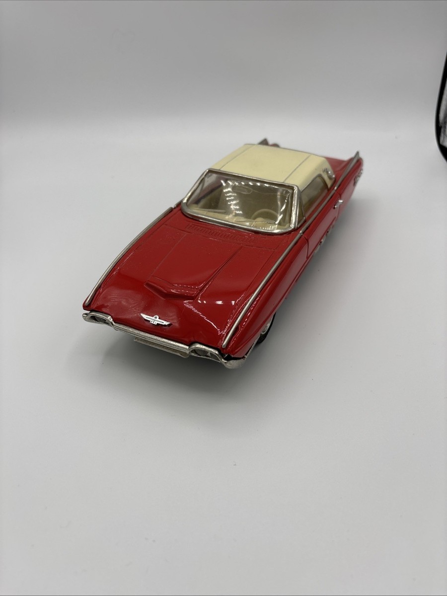 Vintage Ford Thunderbird MF-333 Tin Friction Car Red White Top 1