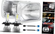7x6 Inch H6054 Glass Square Headlight Housing  H4/9003 Hi/Lo Bulbs
