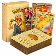 Pokémon Gold Finish Card Set Charizard GX Pikachu Ash Ketchum Collectible