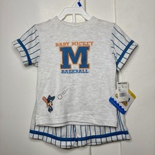 Vintage 90s Disney Baby Mickey Mouse Baseball Pinstripe 2 Piece TShirt Short Set