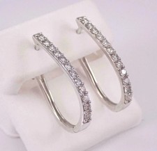 1Ct Round Cut Moissanite Women's Huggie Hoop Earrings 14K White Gold Plated