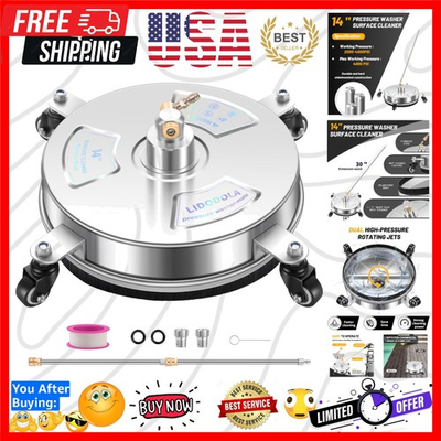 #ad 14quot; Pressure Washer Surface Cleaner with 4 Wheels Stainless Steel Surface C... $114.99