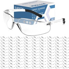 Clear Safety Glasses Bulk of 100,ANSI Z87.1 Eye Protection Goggles with Scrat...