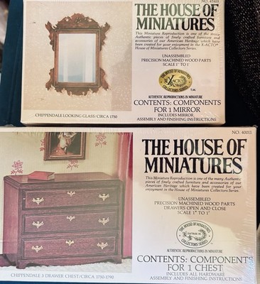 House of Miniatures Lot; Chippendale Chest & Mirror  Kits: Factory Sealed