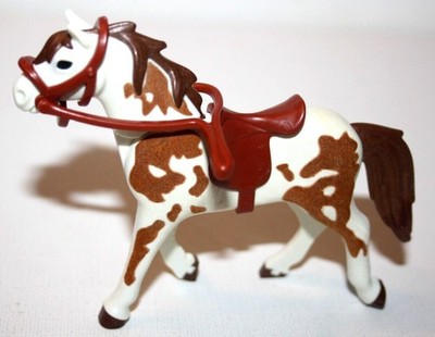 PLAYMOBIL 4167 PFERD WEISS BRAUNE FLECKEN BRAUNE MÄHNE REITHOF