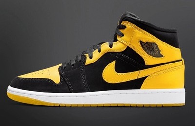 Nike Air Jordan 1 Mid Shoes New Love Black Yellow HJ6654-071 Men's