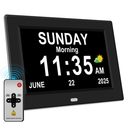 11'' Large Display Digital Alarm Clock for Seniors Date Day of 11'', Black 