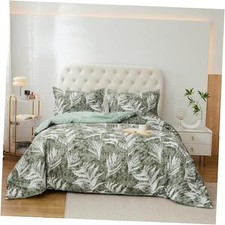 Green Comforter Set  Size Comforter Set 90x90 Inches  Queen Green Leaves
