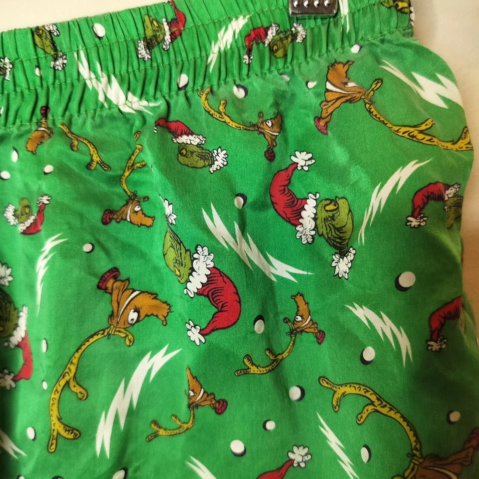 Pantalones Cortos para Dormir Dr. Seuss Para Hombre Seda Talla XL Grinch Vacaciones Navidad Verde Foto 4 de 4