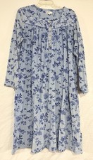 Aria Collection Nightgown Blue Floral Button Soft Plush Velour Cottage Sz XL