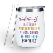 Funny Work Bestie Wine Tumbler Coworker Gifts for Women, Sarcastic Office Gif...
