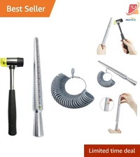 Ring Sizer Set Metal Measuring Tool Finger Sizing Gauge Jewelry Kit with Rubb...