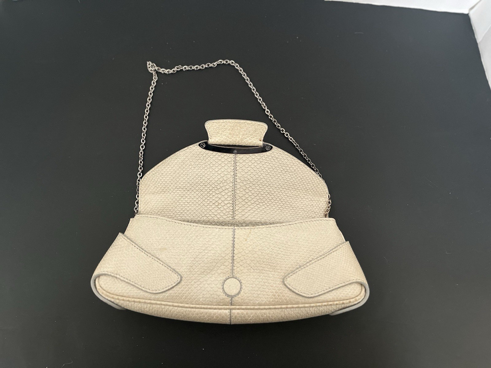 TOD'S CREME GLITTER PYTHON LEATHER CRYSTAL EMBELL… - image 9