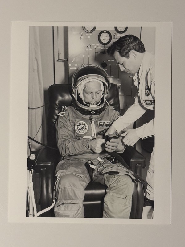 NASA STS-55 Hans Schlegel Suit Assisted By Technician Press Photo