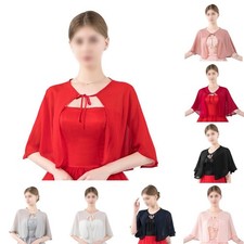 Vestito donna sera festa scrollata spalle scoperte tinta unita scialle copri mantello per festa