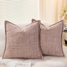 18x18 Decorative Chenille Farmhouse Throw Pillow Covers, Woven Pillow Case, S...