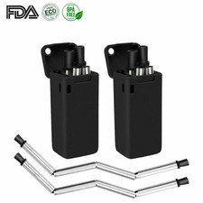 9.05" Long Reusable 2 Pack Straws Stainless Steel Drinking Flexible Collapsible