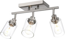 Brushed Nickel 3-Light Track Lighting Kit with Clear Glass Spotlights