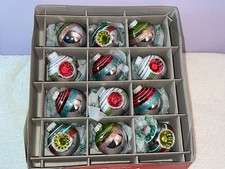 Radko Shiny Brite set of 12 glass indents  decorated balls AA1335