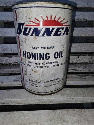 Vintage SUNNEN Fast Cutting Honing Oil 5 Quart Metal Oil Can Gas Oil Automotive
