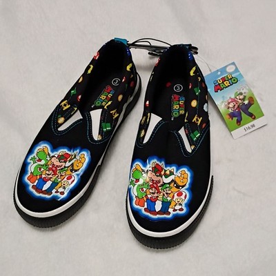 Ground Up Super Mario Unisex Kids Slip-On Casual Shoes Black Multi Size 3