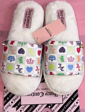 Juicy Couture Multicolor Logo Faux Fur Slide Women's Slippers, US 5-6